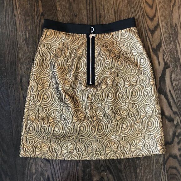 3.1 Phillip Lim Gold Brocade Jacquard Holiday Party Skirt - Picture 4 of 5